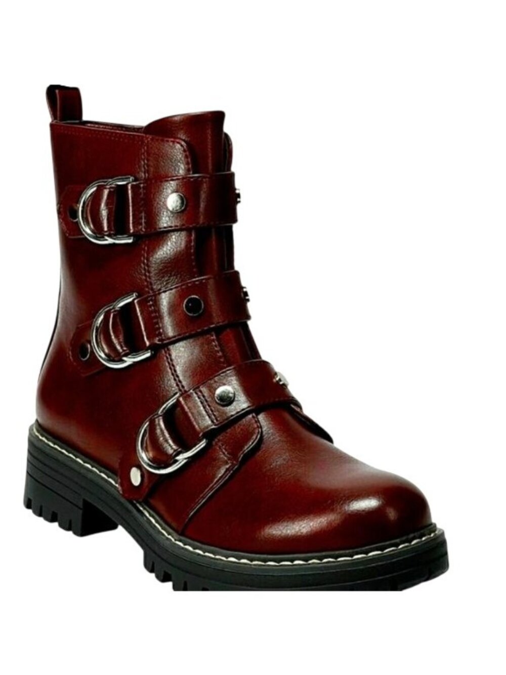 New SO Cichlid Wine Red Women's Combat Boots Size 8 Fall Grunge Military Teen